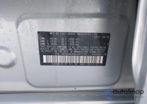 2017 Subaru Legacy 2.5I Premium z USA, uszkodzony, nr VIN 4S3BNAD68H3002703